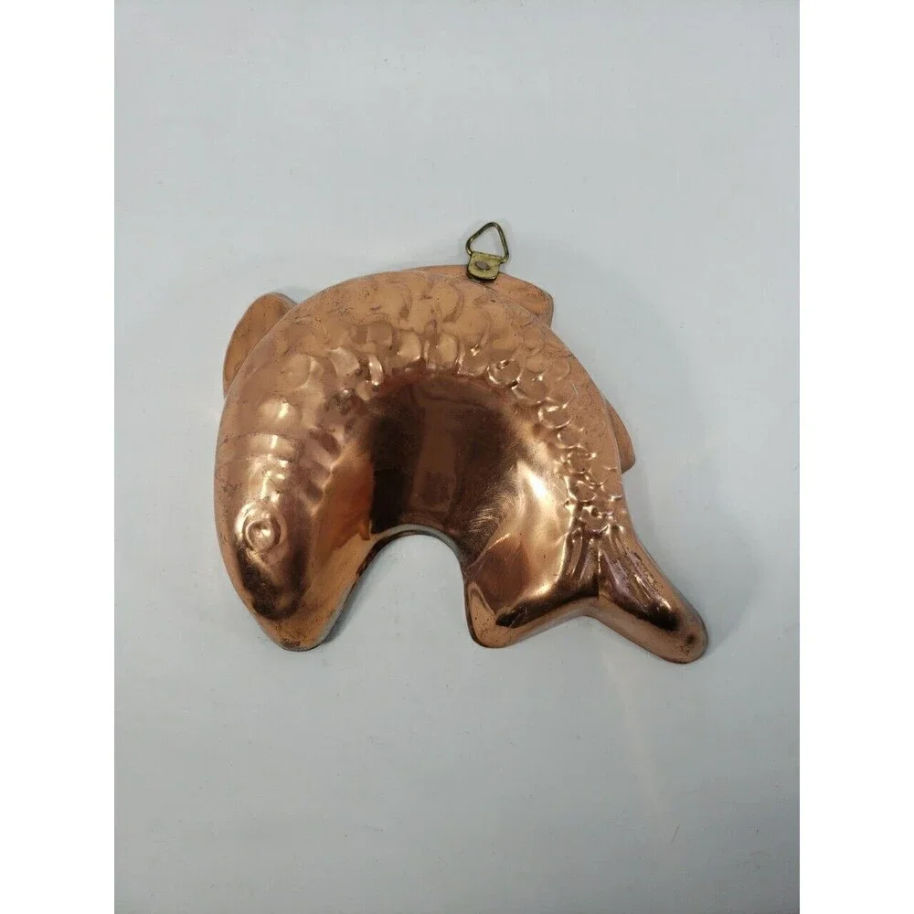 Vintage Metal Fish Mold Hanging Wall Decor Made In Korea Small Copper Color